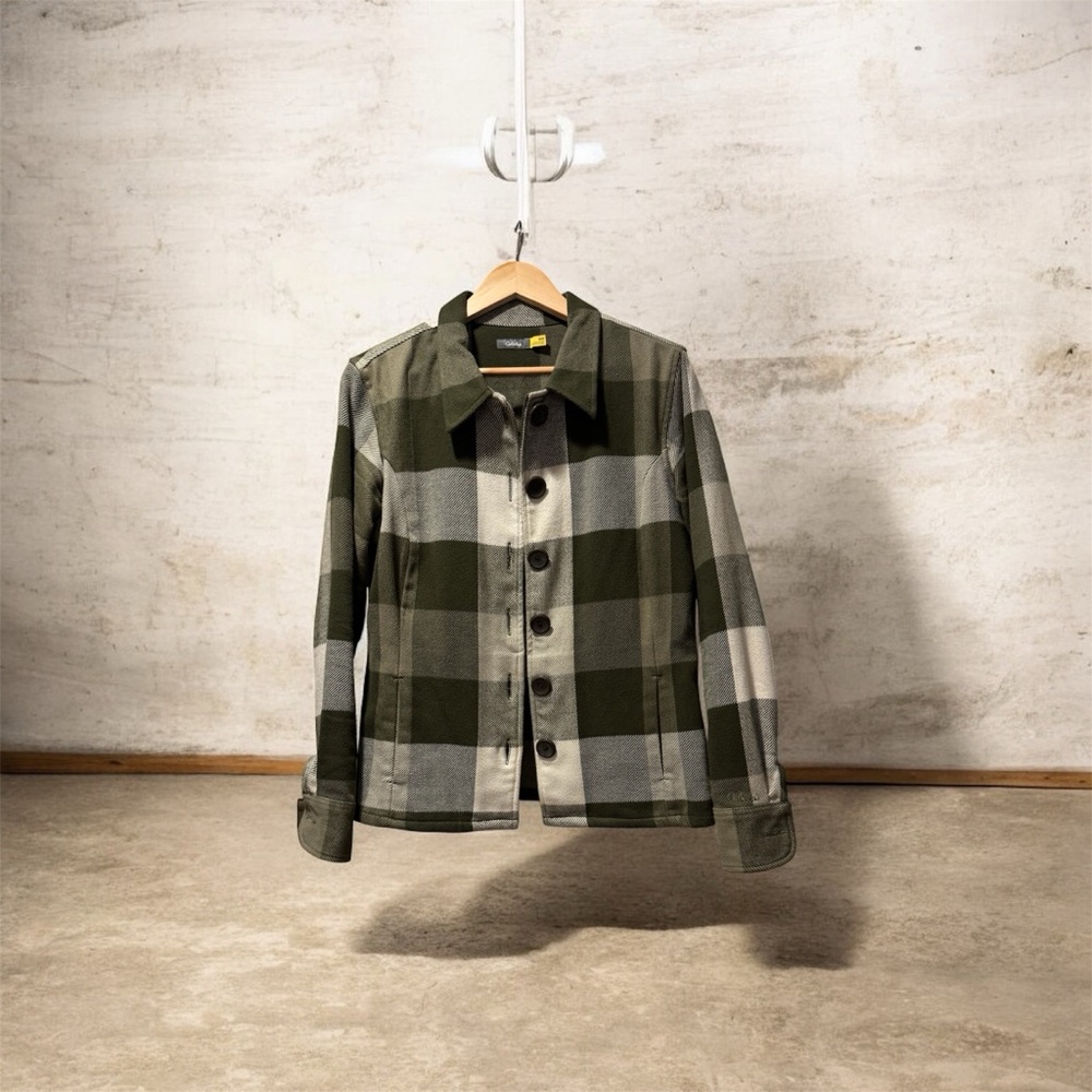 Cabela’s Women’s Green & Cream Plaid 100% Cotton Button Down Jacket M Used